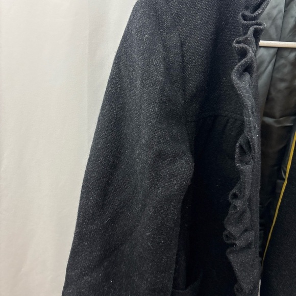 J Crew Fiona Ruffle Black Wool Tweed Jacket Blazer Size 10 Buttons - Picture 9 of 13